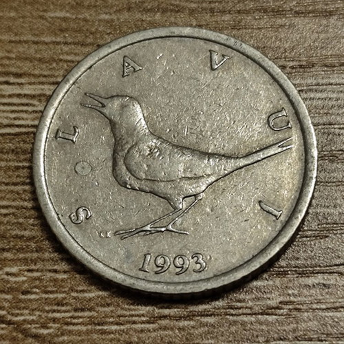 Croatian 1 Kuna coin 1993 used, nickel brass