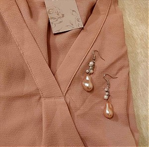 Ανοιξιάτικη προσφορά!!!  αμάνικη μπλούζα σε ροζ κουφετί L/XL και δώρο ασορτί σκουλαρίκια ροζ