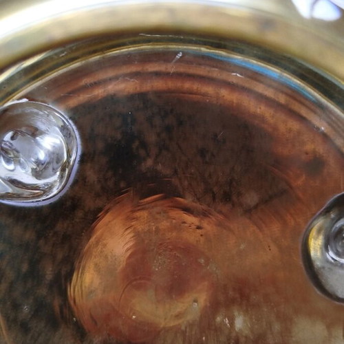 Art Nouveau vintage crystal fondue pot with hinged lid