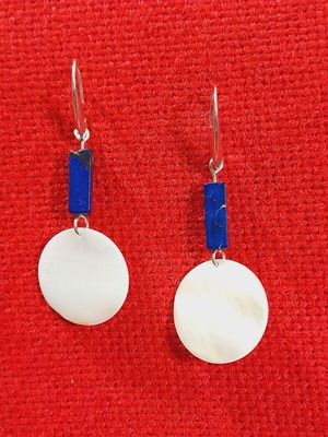 Silver earrings 925 with mother of pearl and semi-precious stone new