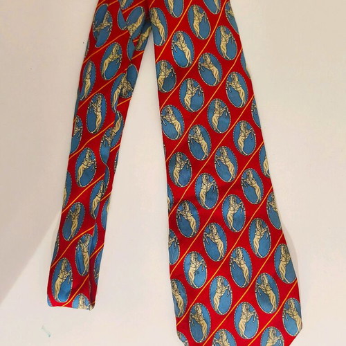 Gucci luxury silk vintage tie new, blue and red