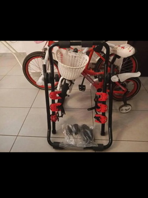 Two children's bicycles like new with unused car bike rack