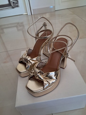Sandals platform gold heel 11.5cm size 38 new