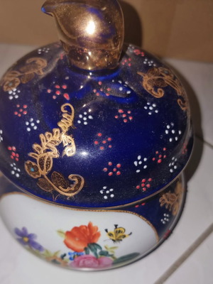 Limoges porcelain fondue pot like new, hand-painted