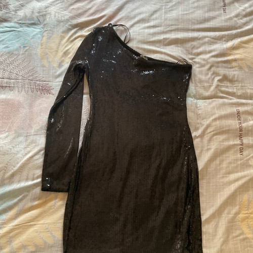 Black one-shoulder sequin evening dress size M like new