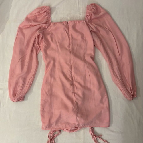 Urban Bliss pink ruched mini dress with tie up detail, new, size 10