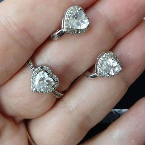 Engagement silver jewelry set Promise used with AAA zirconia