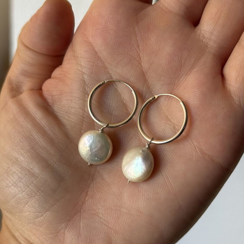 Silver925 hoop earrings with pearls like new