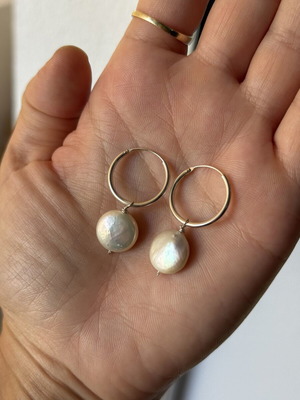 Silver925 hoop earrings with pearls like new