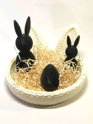 Easter Decoration Set New With 2 Bunnies And Egg In Basket