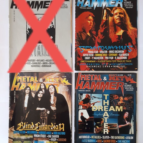 Metal Hammer magazines used, issues 158, 160, 168 from 1998