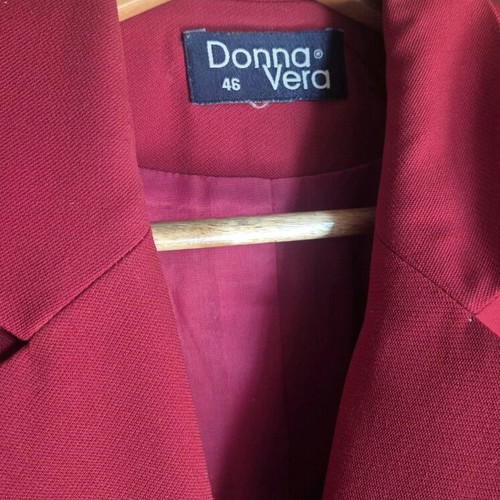 Red women's suit like new with fur cuffs