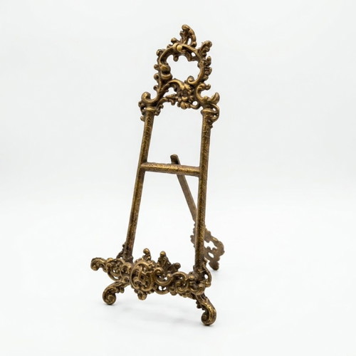Vintage Baroque Metal Display Easel with Antique Bronze/Gold Patina