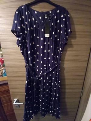 Καλοκαιρινό φόρεμα Dorothy Perkins Billie & Blossom μπλε με λευκό πουά, καινούργιο, μέγεθος 50