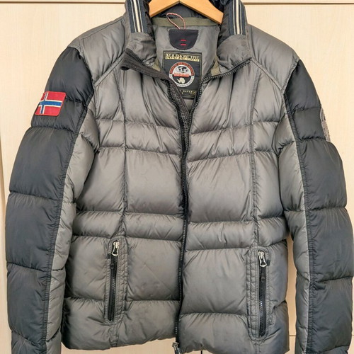 Napapijri men's jacket Medium like new, down filled, black and grey