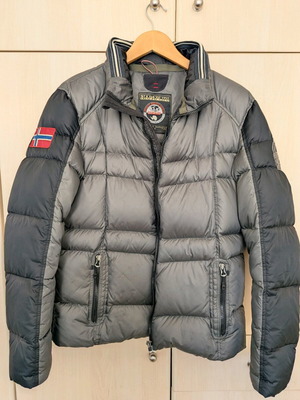 Μπουφάν Napapijri ανδρικό Medium σαν καινούργιο, με πούπουλο, μαύρο και γκρι