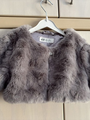 H&M grey fur bolero jacket, size 6