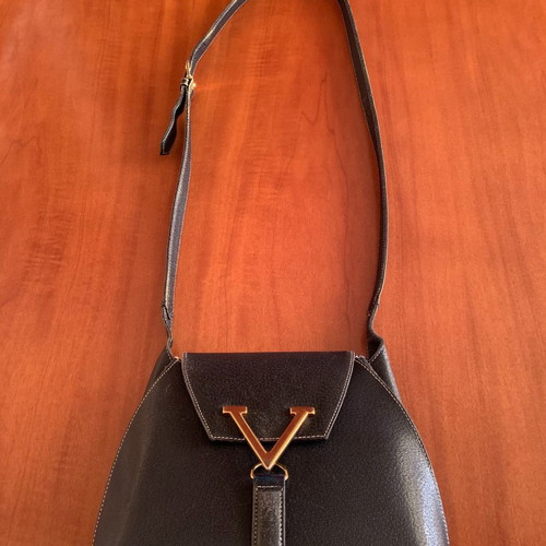 Valentino shoulder bag used, dark blue, leather