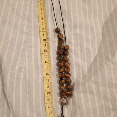 Handmade Komboloi with Tiger Eye and Silver, New