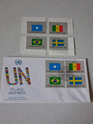 United Nations First Day Cover 1983 Flag Series with 4 Stamps new