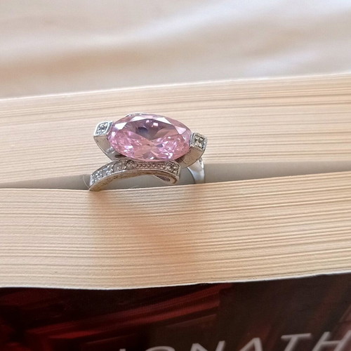 Galerie Tsangarakis silver 925 ring plated with pink zircon and white sapphires new