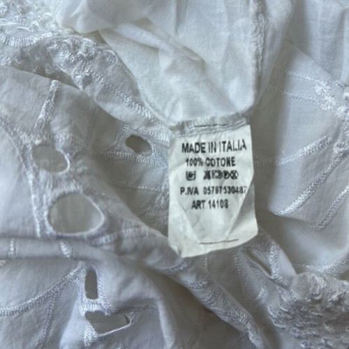 Poplina maxi dress used, white cotton with broderie anglaise
