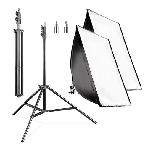 Studio light set with softbox, tripods, carrying bag, like new