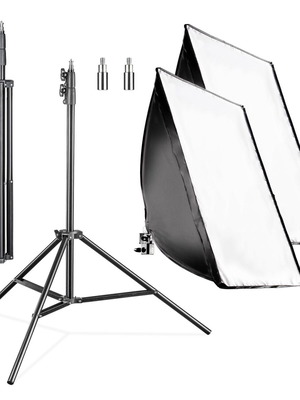 Studio light set with softbox, tripods, carrying bag, like new