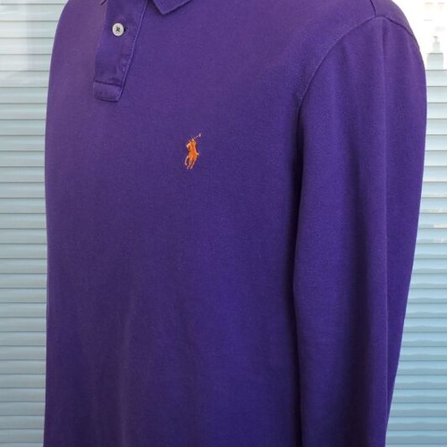 Polo Ralph Lauren men's long sleeve purple polo shirt, Custom Fit, size L