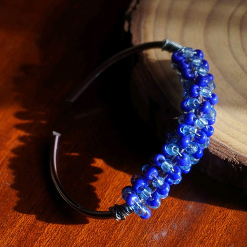 Handmade bracelet new with blue and light blue beads
