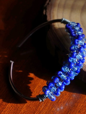 Handmade bracelet new with blue and light blue beads