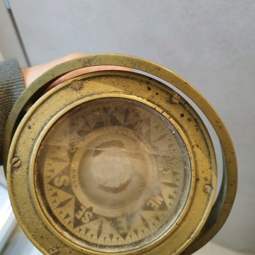 Henry Morrill & Sons nautical compass used, brass, 19th century