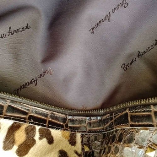Bruno Amaranti large leather shoulder bag like new, beige brown