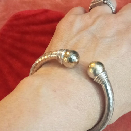 Lalaounis A21 925 750 bracelet used, vintage hammered with 18k gold
