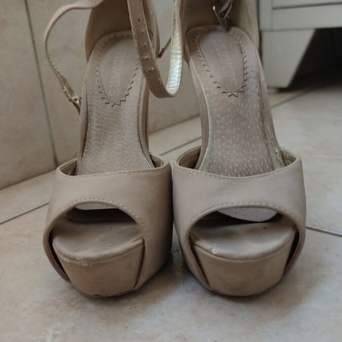 Women's high platform sandals size 36 used, beige