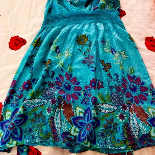 Large Italian strapless women's dress used, viscose fabric