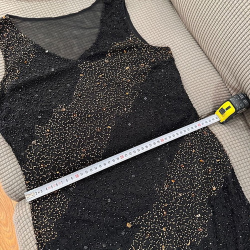 Black evening dress like new with beads and shimmer midi