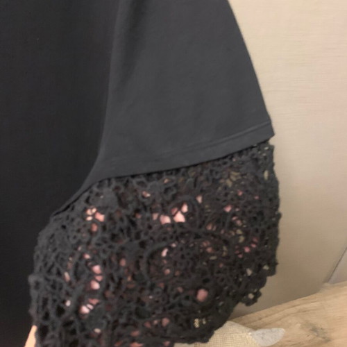 Esmara black cotton short-sleeve blouse with lace like new, XXL