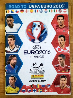 Euro 2016 France sticker album used with 6 stickers inside