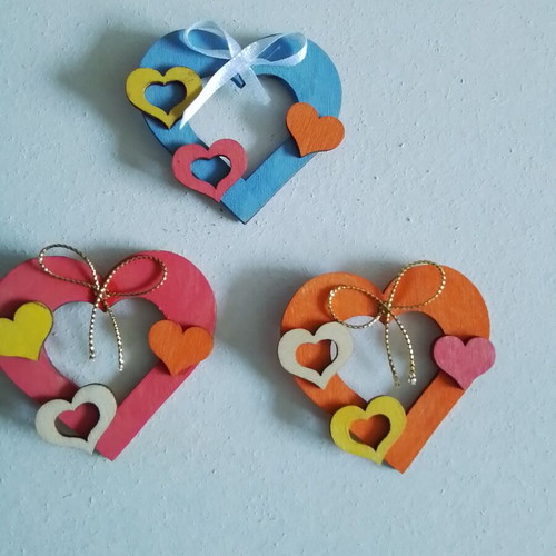 Handmade wooden fridge magnets set of 3 like new