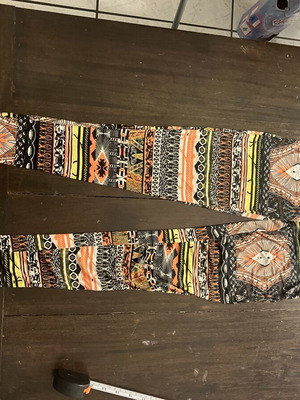 Bershka boho-aztec leggings and mini skirt set, colorful