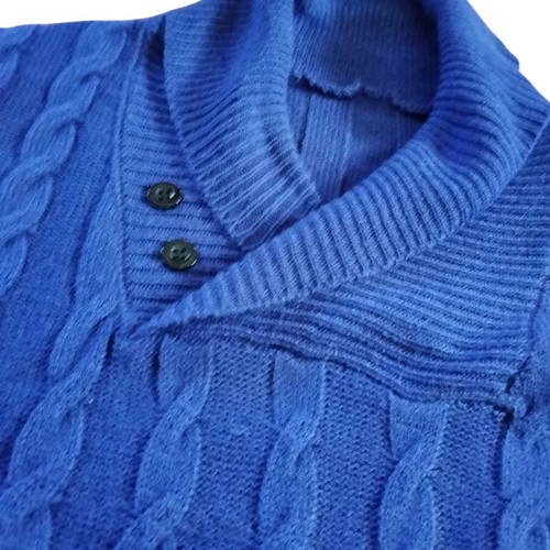 Men's blue pullover with knit pattern like new, size M