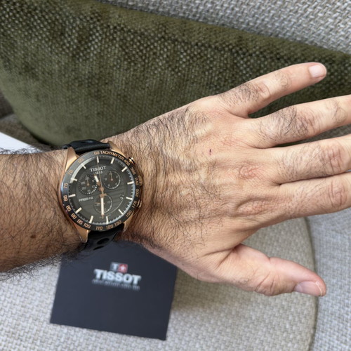 Tissot PRS 516 Chronograph full set, rose gold and black leather