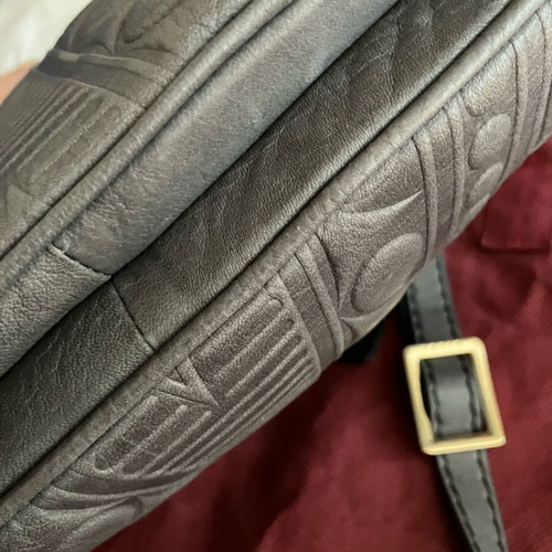 Giudi leather crossbody bag like new, grey with black details