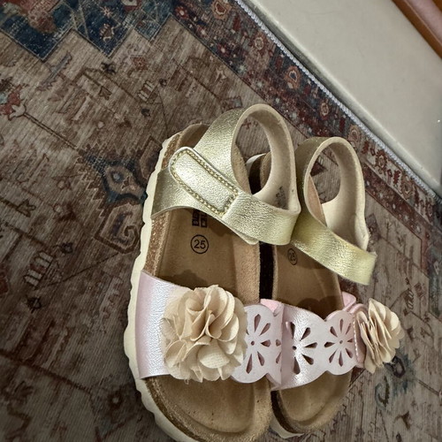 Yoshino anatomical girls' leather sandals size 25 like new pink gold