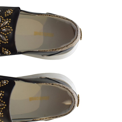 Roberto Cavalli Black Leather Slip-On Platform Sneakers like new, size 38