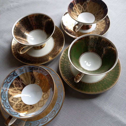 Bavaria coffee cups used, set of 4, vintage