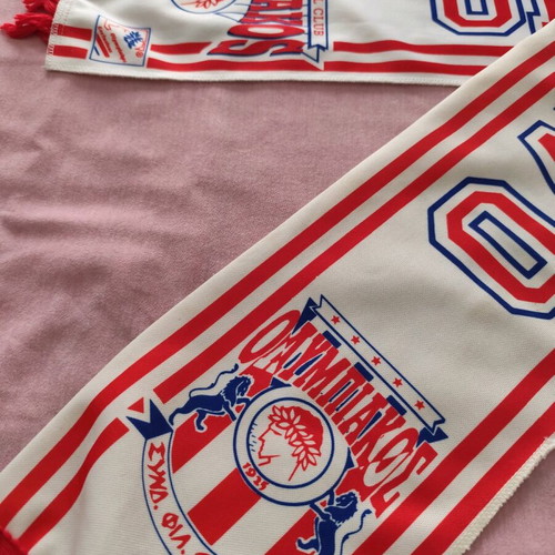 Olympiakos scarf 1995 used, double-sided, authentic