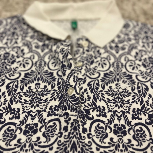 United Colors of Benetton Baroque Polo Shirt Small like new, blue and white
