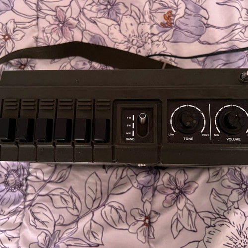 Vintage Crown CRC-466FW portable cassette player used with 3-band radio